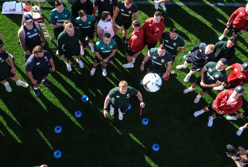 Jac Morgan and the British & Irish Lions squad at their training session in Brisbane on Tuesday. Photograph: Billy Stickland/Inpho