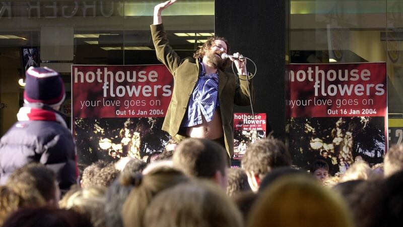 Liam Ó Maonlaí of Hothouse Flowers performing on Grafton Street. Photograph: Brenda Fitzsimons