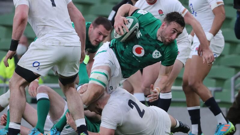 Conan goes over for a try. Photo: Niall Carson/AFP via Getty Images