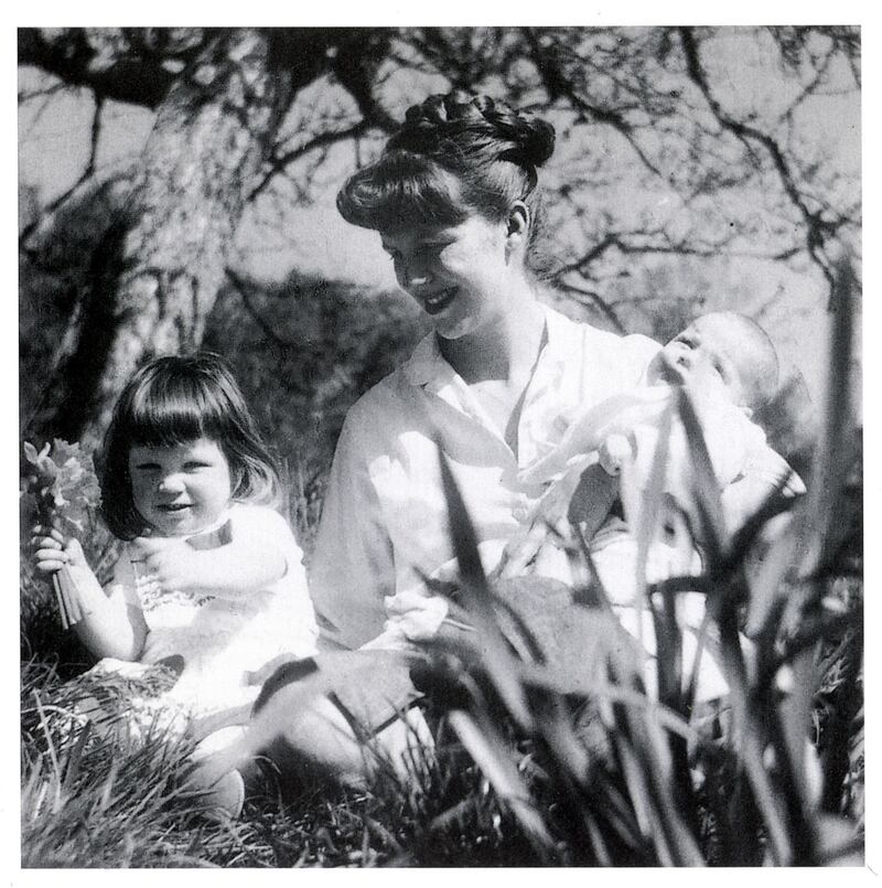 Sylvia Plath with Frieda and Nicholas Hughes, her children with Ted Hughes, in   1962