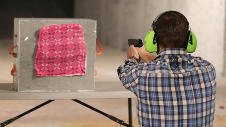 Testing bullet-proof inserts for children's backpacks in Utah