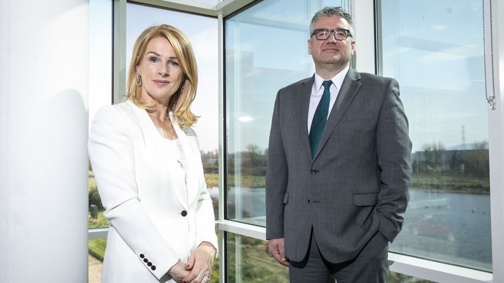 Catherine Guy, chief executive of Nifti, and John Brennan, head of SME banking at AIB. Photograph: Orla Murray/Coalesce
