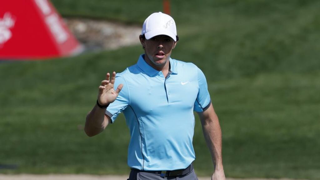 World number one Rory mcIlroy made a hole-in-one on the 15th as he climbed the leaderboard in the Abu Dhabi Golf Championship. (Photograph: KARIM SAHIBKARIM SAHIB Getty Images)