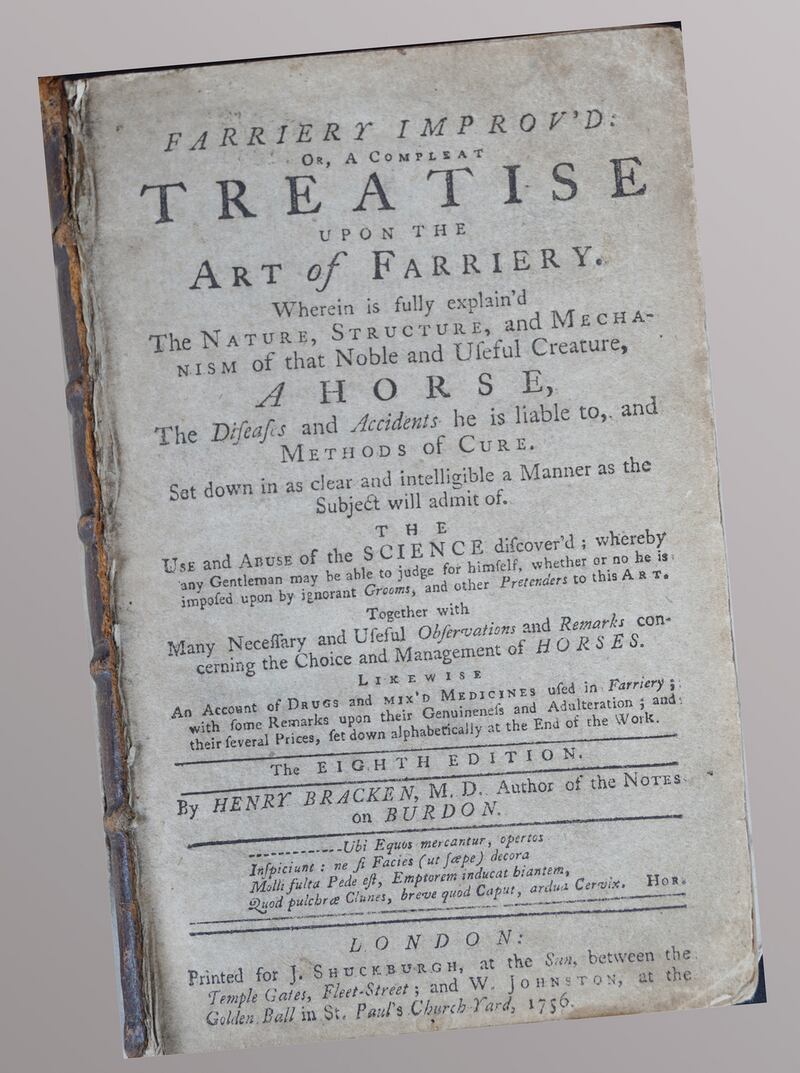 Rare 18th century book ‘Farriery Improv’d – Or, A Compleat Treatise Upon the Art of Farriery’