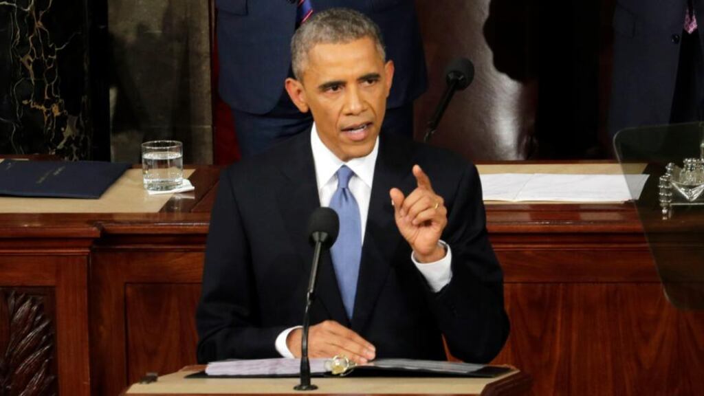 ‘The New York Times this week reported what it called Obama’s and the West’s “quiet retreat from its demand that Syria’s president, Bashar Assad, step down immediately.” That’s a euphemism for a very substantial policy U-turn, in effect an embracing of a morally dubious but pragmatic “my enemy’s enemy is my friend”. Above, President Obama gives his State of the Union address before a joint session of Congress. Photograph: J Scott Applewhite/AP