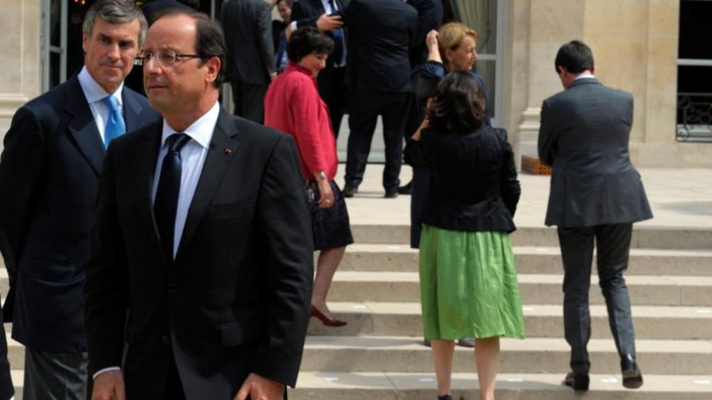 France’s president François Hollande walks away from budget minister Jérôme Cahuzac after a minor government reshuffle, outside the Elysee Palace in Paris, on July 4th last. Photograph: Philippe Wojaze/Reuters
