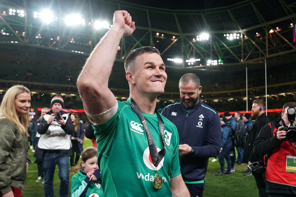 Johnny Sexton after Ireland's victory over England at the Aviva Stadium last weekend. Photograph: Brian Lawless/PA