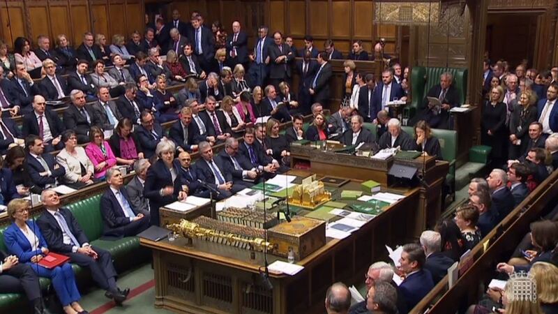 Britain’s prime minister Theresa May as she speaks in the House of Commons. Photograph: AFP/Getty Images