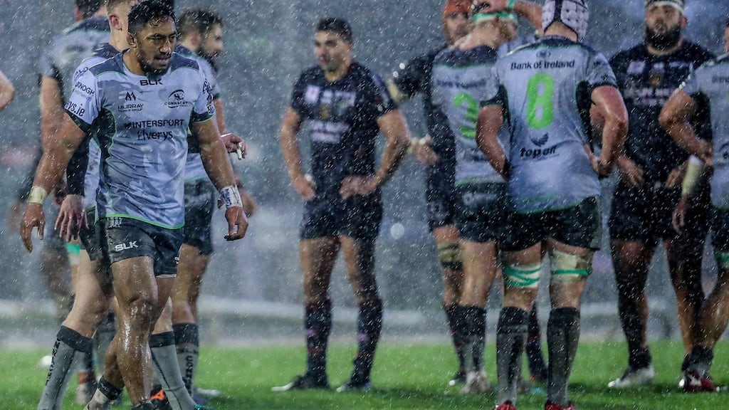 Bundee Aki during Connacht’s win over Perpignan in Galway. Photograph: Dan Sheridan/Inpho
