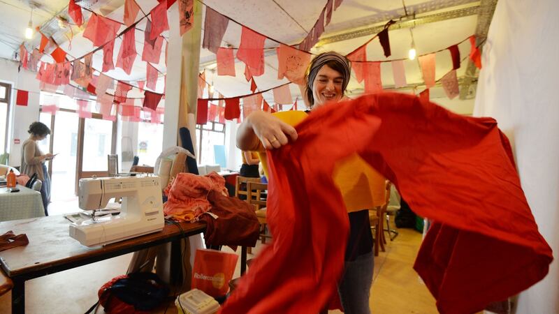 Medb Lambert, creative director of The Big Chapel X and co-artistic director of Asylum Productions at the production’s headquarters. Photograph: Alan Betson