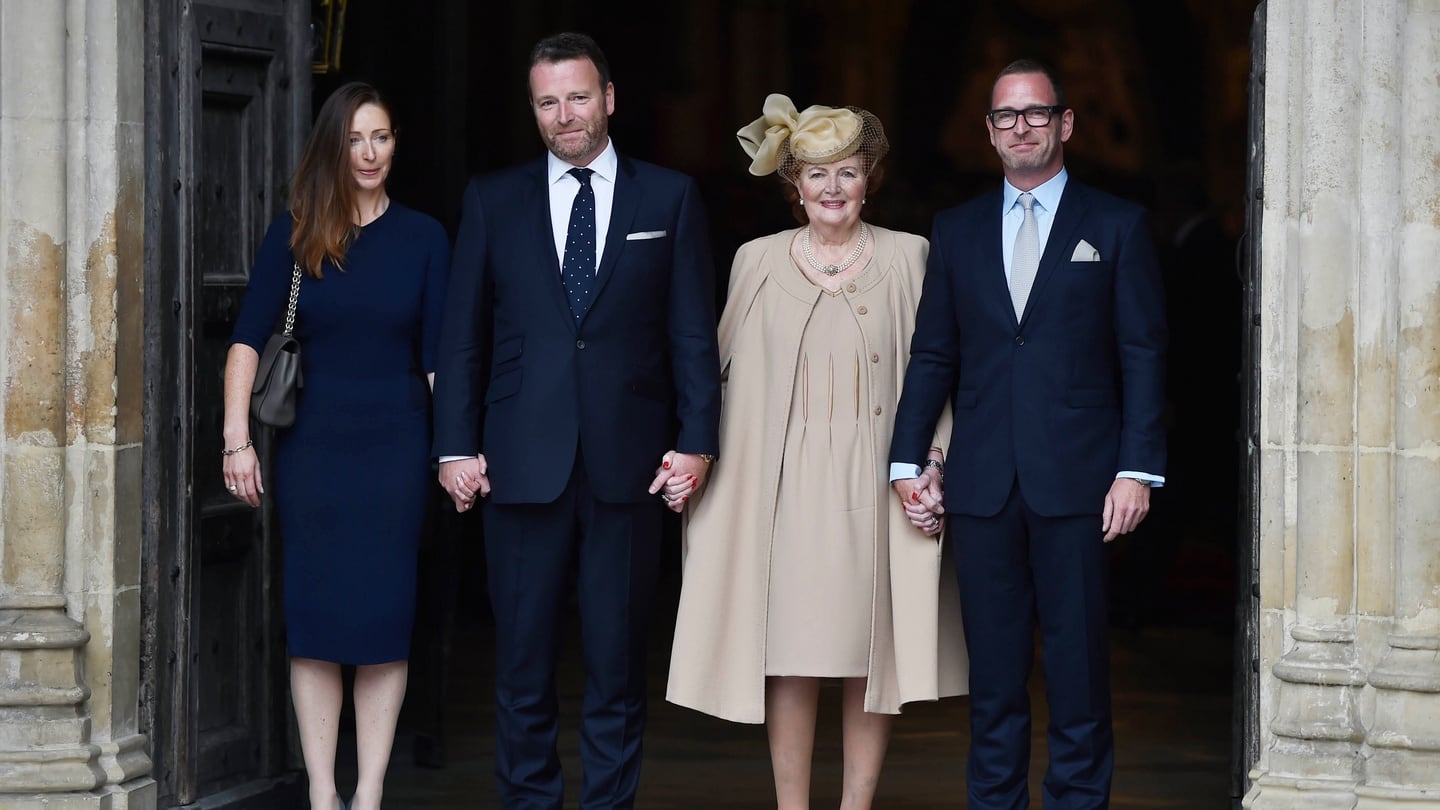 The family of Terry Wogan, (left to right) daughter Katherine, son Alan, widow Helen and son Mark, at Westminster Abbey, London. Photograph: Hannah McKay/PA