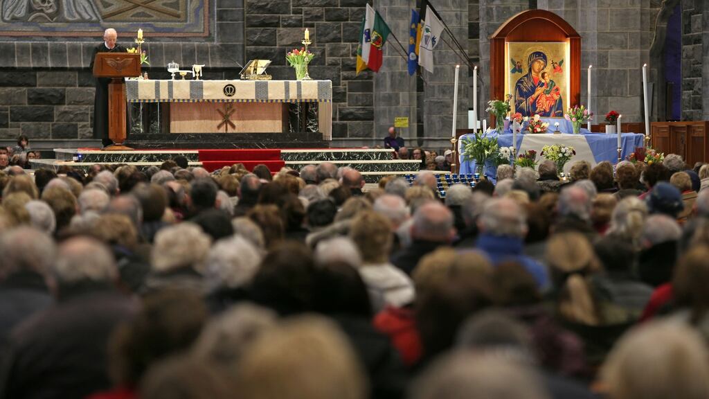 Novena Mass in Galway Cathedral. Fr Clement MacMánuis, one of a team of Redemptorists celebrating the nine-day festival, said he was struck by the number of people going to confession. Photograph: Joe O’Shaughnessy
