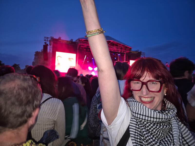 Mary Ellen Saha attends Kneecap at London's Wide Awake Festival. Photograph: Siobhán Reynolds