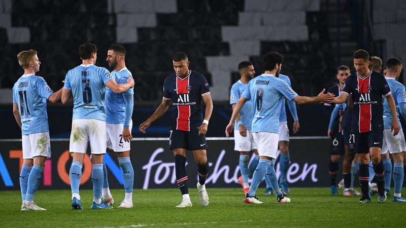 Kylian Mbappé is a doubt for the second leg. Photo: Anne-Christine Poujoulat/AFP via Getty Images
