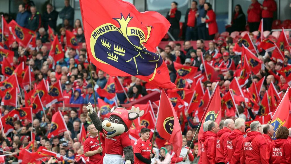Munster fans during Saturday’s Guinness Pro12 semi-final match against the Ospreys at Thomond Park. Photograph: Niall Carson