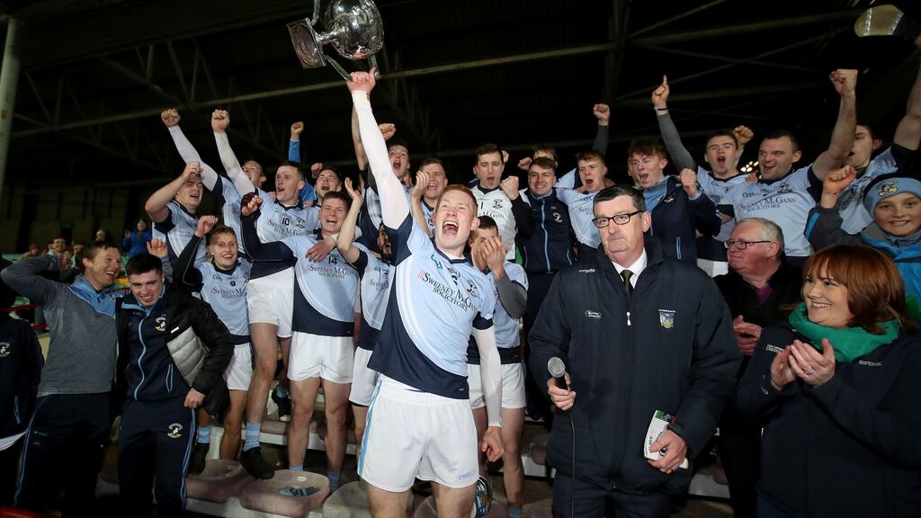 Limerick celebrate their SHC final win over Doon. Photograph: Bryan Keane/Inpho
