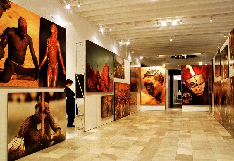 An exhibition of Leni Riefenstahl's photographs of the Nuba people in Sudan. Photograph: Meißner/Ullstein Bild via Getty Images