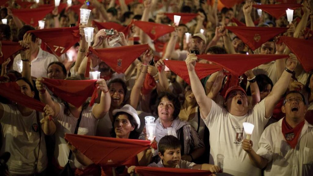 “The first thing you notice about Pamplona during the San Fermin festival is that everybody wears the uniform.” Photograph: Pablo Blazquez Dominguez/Getty Images