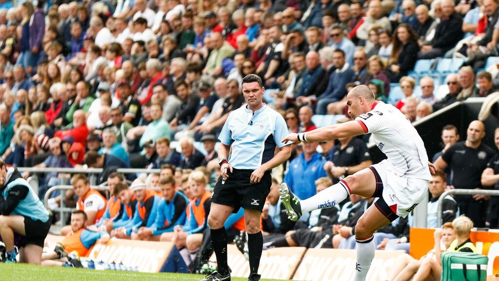 Ulster’s Ruan Pienaar kicks a conversion during pre-season. Photograph: Simon King/Inpho