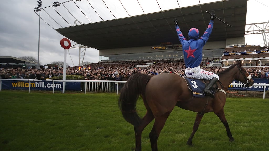 Cue Card will be looking to defend his King George VI Chase title at Kempton. Photo: Getty Images