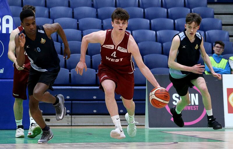 Paul Kelly playing for St Paul's, Oughterard against Castleknock College at the National Basketball Arena in 2018. Photograph: Tommy Dickson/Inpho