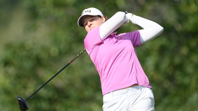Ally Ewing tees off on the 15th hole during day two of the Evian Championship. Photograph: Stuart Franklin/Getty Images