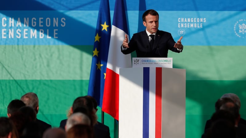 French president Emmanuel Macron: the remaining years of his term are now in jeopardy. Photograph: Ian Langsdon/EPA