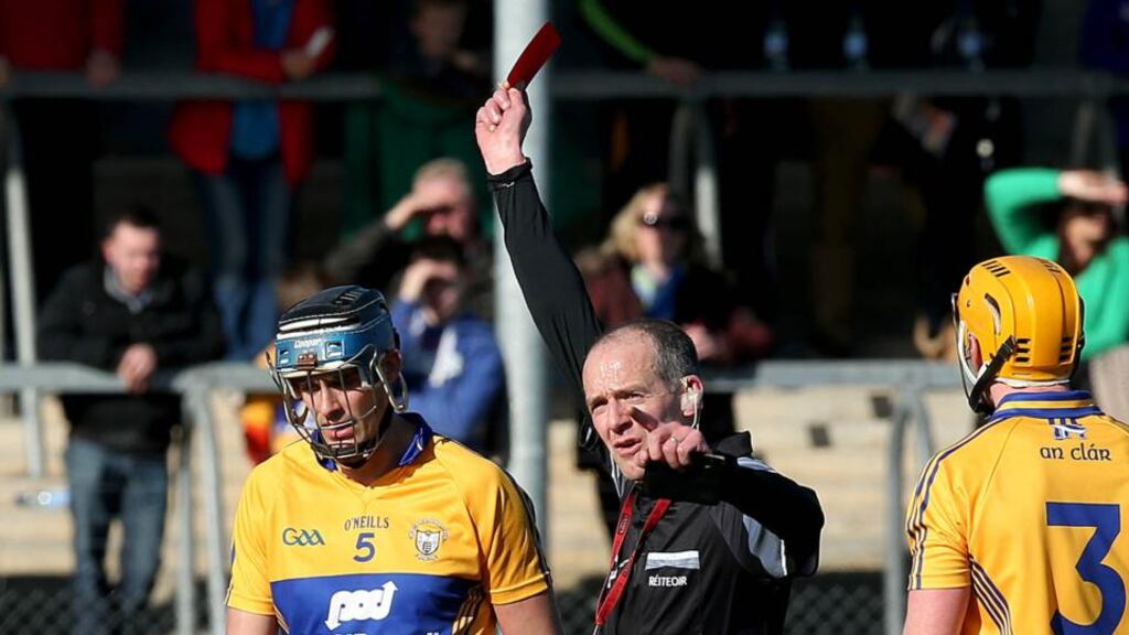 Brendan Bugler has had the red card he received during Clare’s win over Dublin upheld and will serve a two match suspension. Photograph: Inpho