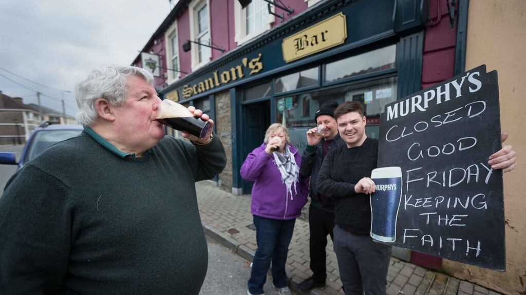 Newmarket publicans John Scanlan, Julia McAuliffe, John O’Connell and Michael Scanlan. Photograph: Eamon Ward