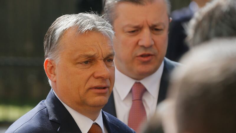 Hungarian Prime Minister Victor Orban (left) pictured in Georgia. Photograph: EPA/Zurab Kurtsikidze