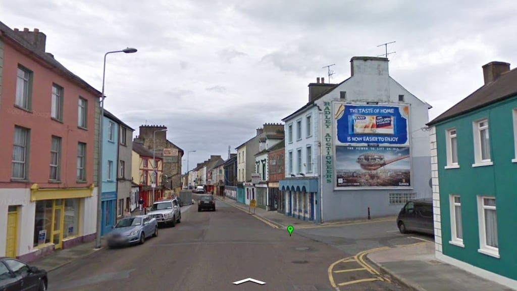 The victim was stabbed during a row between two men on Keating Street (above to right) off O’Connell Street (above centre) in the centre of Dungarvan town at about 3am this morning. File photograph: Google Street View