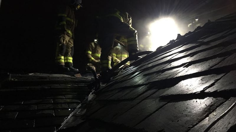 Firefighters batter the blaze in Tallaght. Photograph: Dublin Fire Brigade