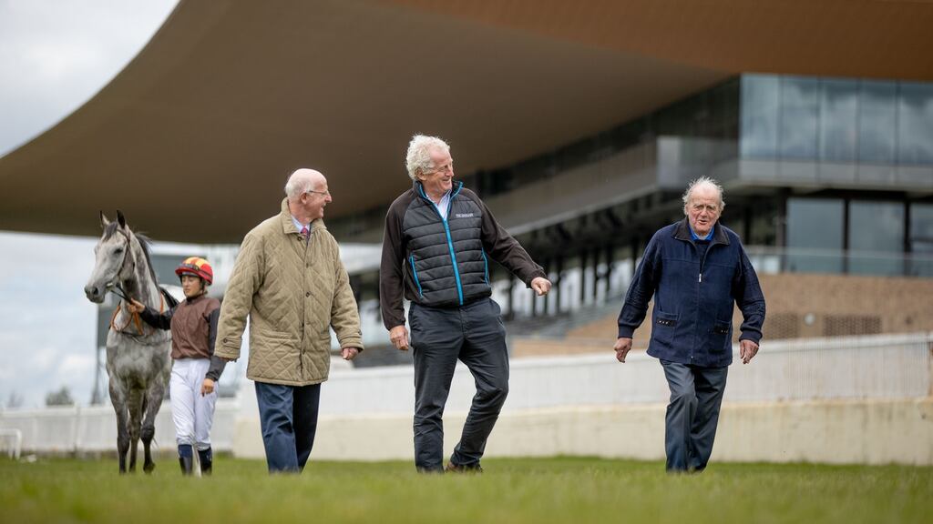 Curragh trainers John Oxx and Kevin Prendergast (right) with CEO of the Curragh Racecourse Pat Keogh (centre). Photograph: Morgan Treacy/Inpho
