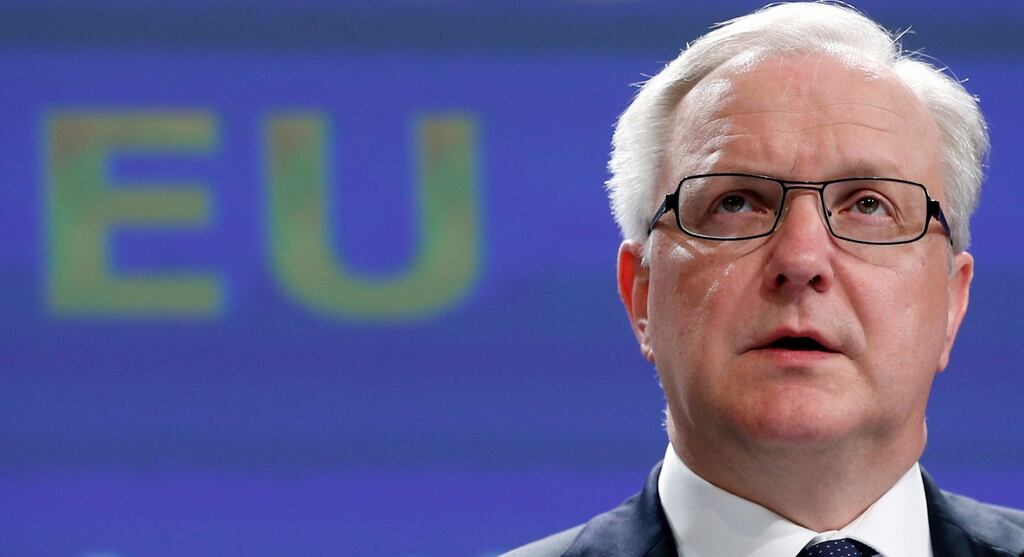 European Economic and Monetary Affairs Commissioner Olli Rehn speaks during a news conference at the EU Commission headquarters in Brussels today. Photograph: Francois Lenoir/Reuters