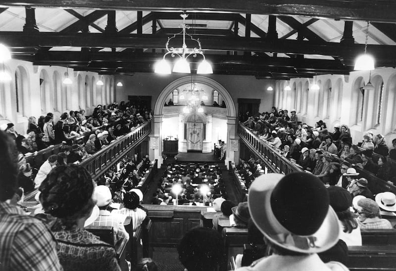 A memorial service in the synagogue on Adelaide Road, Dublin, 1972. Photograph: Jimmy McCormack
