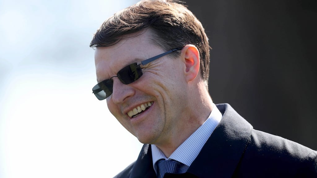 Aidan O’Brien: saw Clemmie claim wins in both the Grangecon Stud Stakes at the Curragh and the Duchess of Cambridge Stakes at Newmarket. Photograph: Donall Farmer/Inpho