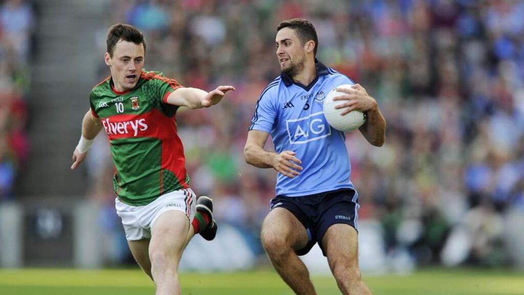 Dublin have developed a more defensive system this season but as they struggled in the All-Ireland semi-final replay, James McCarthy attacked the Mayo rearguard with gusto. Photograph: Tommy Grealy/Inpho