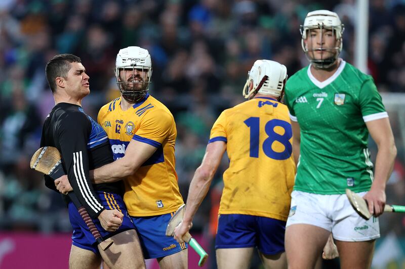 Clare's Aidan McCarthy celebrates the victory over Limerick in the Munster round robin clash. Like his fellow forwards, McCarthy has the pace to test Limerick's defence. Photograph: Bryan Keane/Inpho