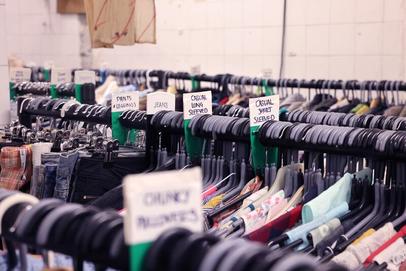 Druid: rails of clothes at Nun’s Island. Photograph: Dara Mac Dónaill