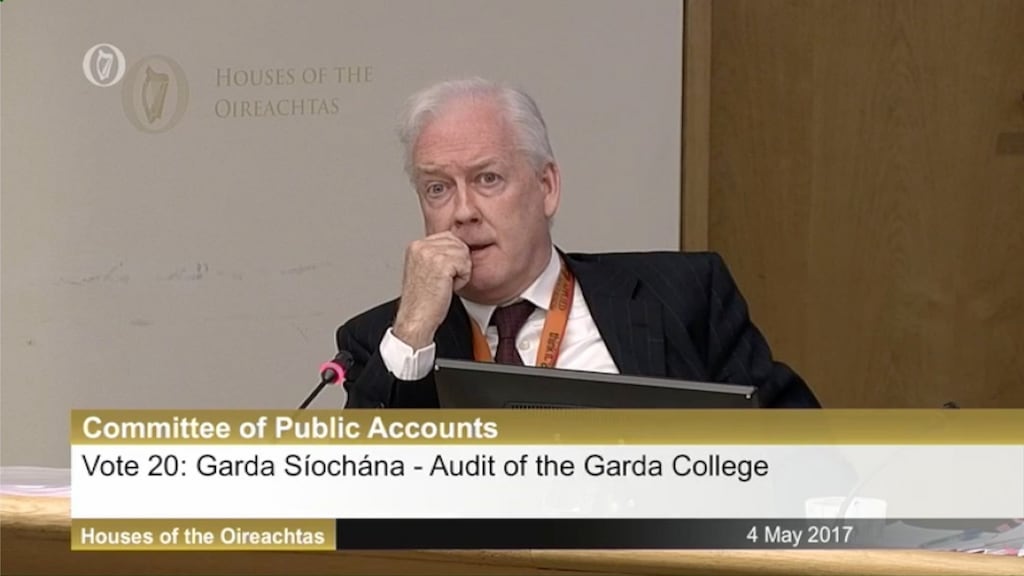 John Barrett at the Oireachtas Public Accounts Committee meeting:  he has said that accounting practices at Templemore Garda College operated in plain sight and  were known to senior management for decades but  they never impeded the promotion of any of those involved