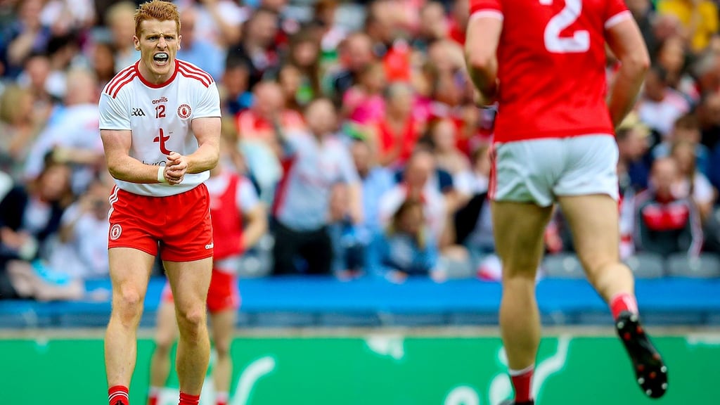 Tyrone’s Peter Harte: he  is very much on a black-card tightrope. Photograph: Tommy Dickson/Inpho