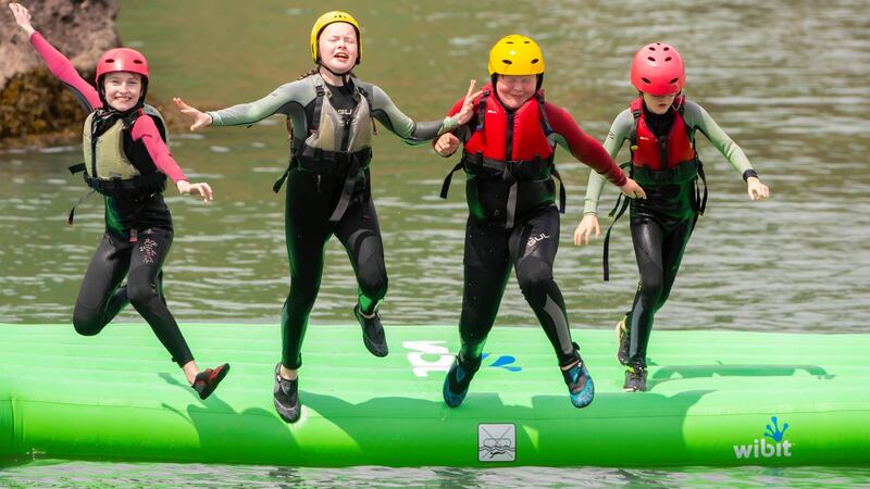 Conor McGuirke, Zach and Ella Briody and Emily Kavanagh at Dunmore Adventure Centre in Dunmore East, Co Waterford. Photograph: Patrick Browne