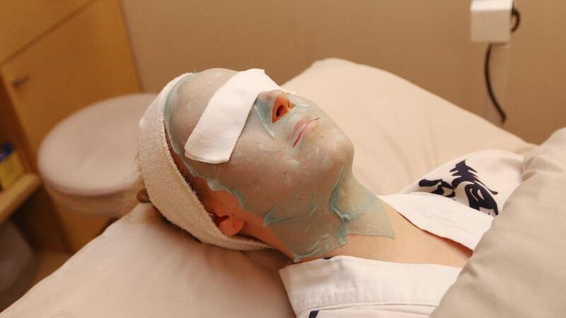 Bird poop: a woman has a geisha facial in New York. Photograph: James Ambler/Barcroft USA/Getty
