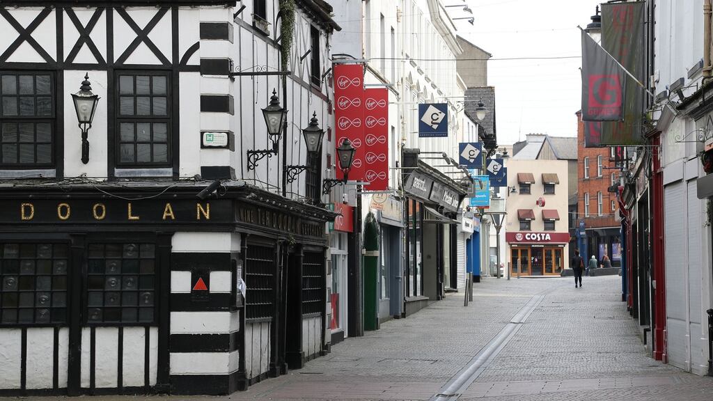 The deserted Great George’s Street, Waterford. Photograph Nick Bradshaw