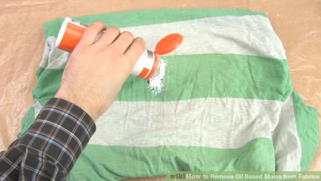 Get oil off a silk shirt with talcum powder. The web has a wide range of solutions for everyday crises.