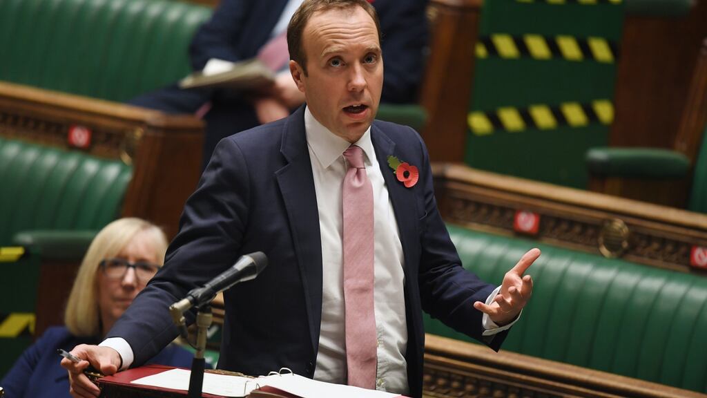 Asked whether a vaccine could be available by Christmas, British health secretary Matt Hancock said that was ‘absolutely a possibility’. Photograph: Jessica Taylor/UK Parliament/EPA