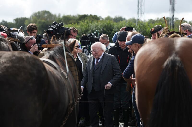 President of Ireland Michael D Higgins at The National Ploughing Championships at Tullamore, Co Offaly. Photograph: Dan Dennison