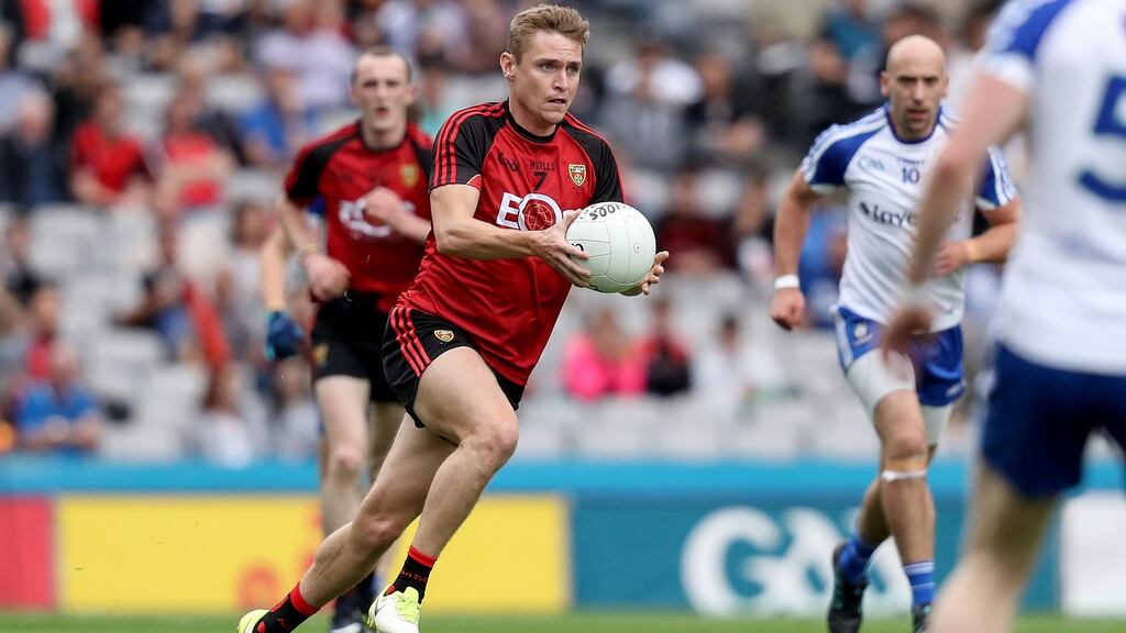 Caolan Mooney’s late goal gave Down victory over Sligo. Photograph: Oisin Keniry/Inpho
