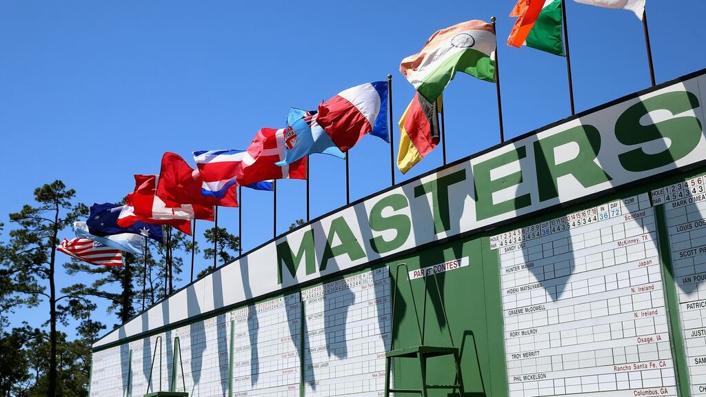 The main scoreboard at Augusta National golf club where the US Masters begins today. Photograph: Andrew Redington/Getty Images