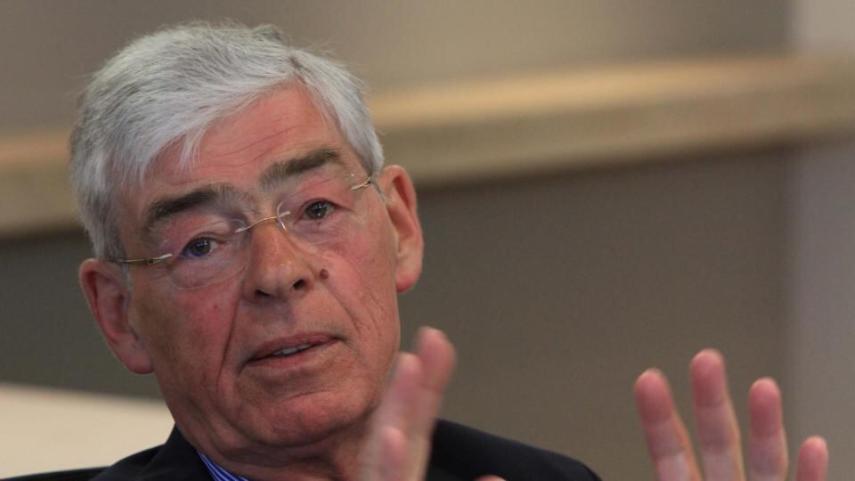 Former IBRC chairman Alan Dukes during a press briefing in Dublin. Photograph: Nick Bradshaw/The Irish Times